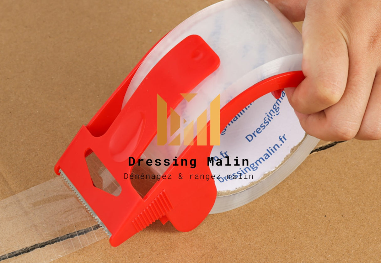 Set de 2 rouleaux d'adhésif transparent avec distributeur