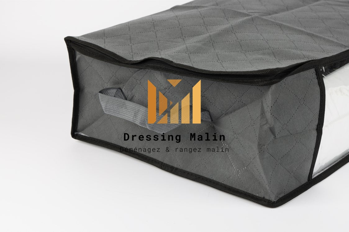 Lot de 6 sacs de rangement 35L avec fenêtre, pour vêtements, linge ou couettes à glisser sous le lit.