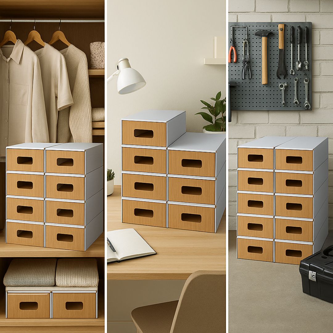 Lot de 10 boîtes déco rangement carton 32×22×14 cm - Chaussures & accessoires