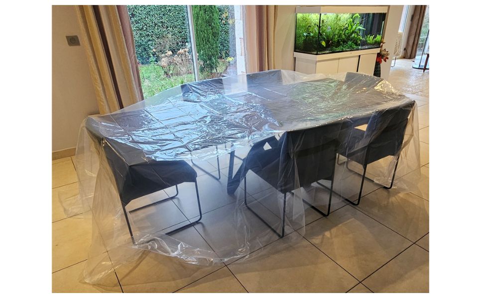Bâche plastique transparente 3x4 mètres – idéale pour protéger meubles, sols et objets lors de travaux, peinture ou déménagement