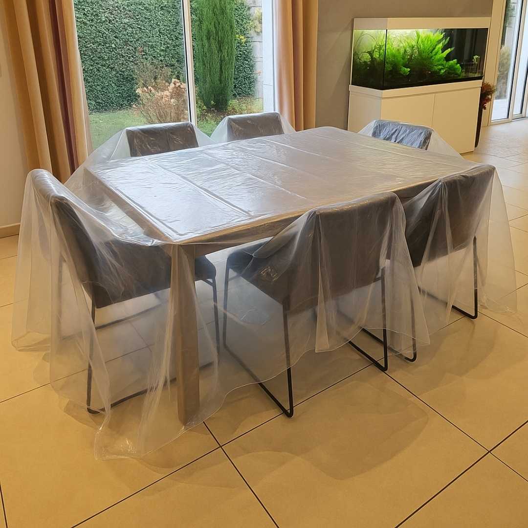 Bâche plastique transparente 3x4 mètres – idéale pour protéger meubles, sols et objets lors de travaux, peinture ou déménagement