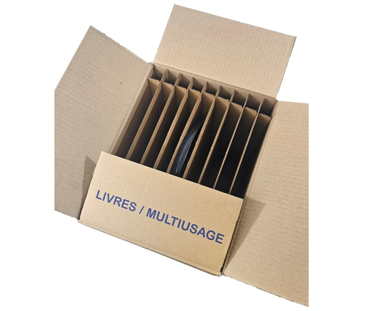 Carton avec séparateur pour 9 assiettes – solution de protection pour vaisselle fragile en transport.