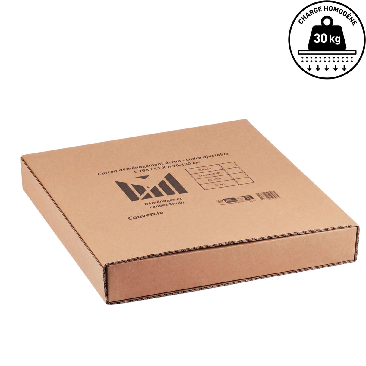 Carton déménagement écran ou cadre télescopique double cannelure – L 70X l 11X h 70-130 cm - jusqu'à 55 pouces