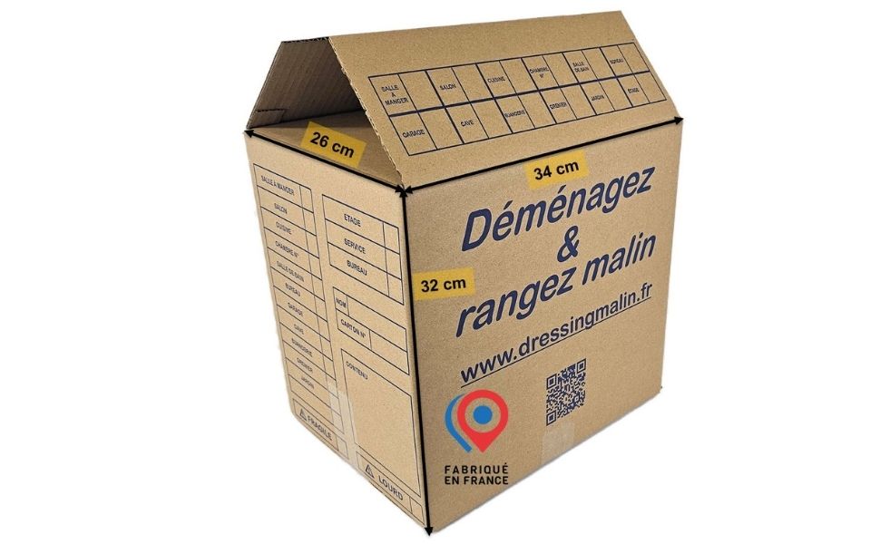 Carton livre 28L multi-usage, solide et pratique pour déménagement, rangement ou archivage.