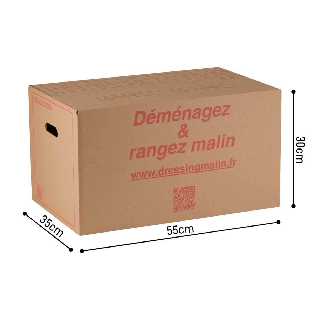 Carton standard double cannelure avec poignées 2 eme choix – 55x35x30 - 57L