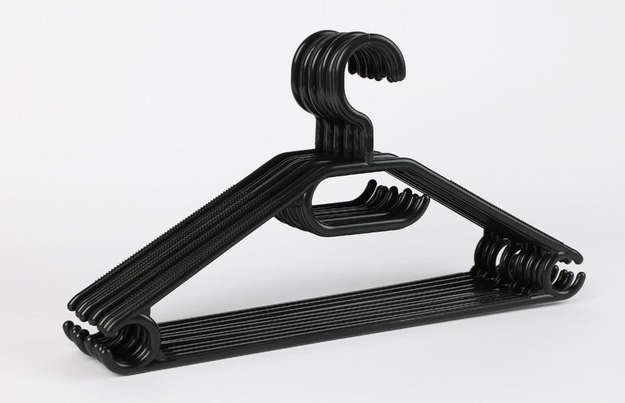 Cintres en plastique noir 40 cm avec encoches – pour suspendre t-shirts, robes, chemises ou pantalons sans glisser