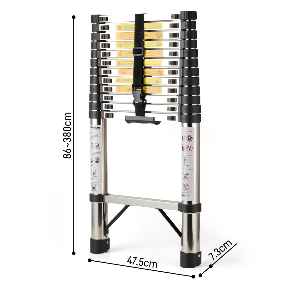 Échelle télescopique inox 3,8 m – 150 kg