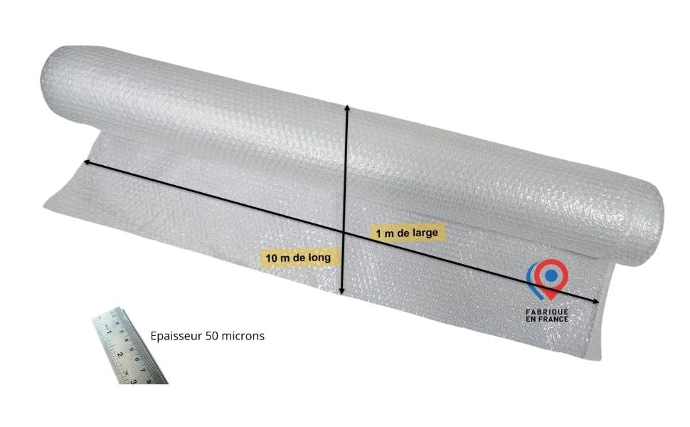 Rouleau de film bulle 1 m x 10 m – protection efficace pour emballer objets fragiles lors d’un déménagement ou d’un envoi