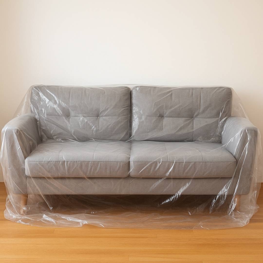 Housse canapé 3 places pour déménagement ou travaux, protège contre la poussière, peinture et taches.