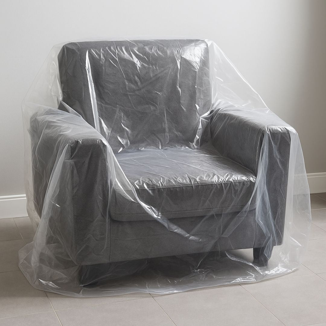 Housse de protection pour fauteuil ou 6 chaises. Parfaite pour déménagement ou rénovation.