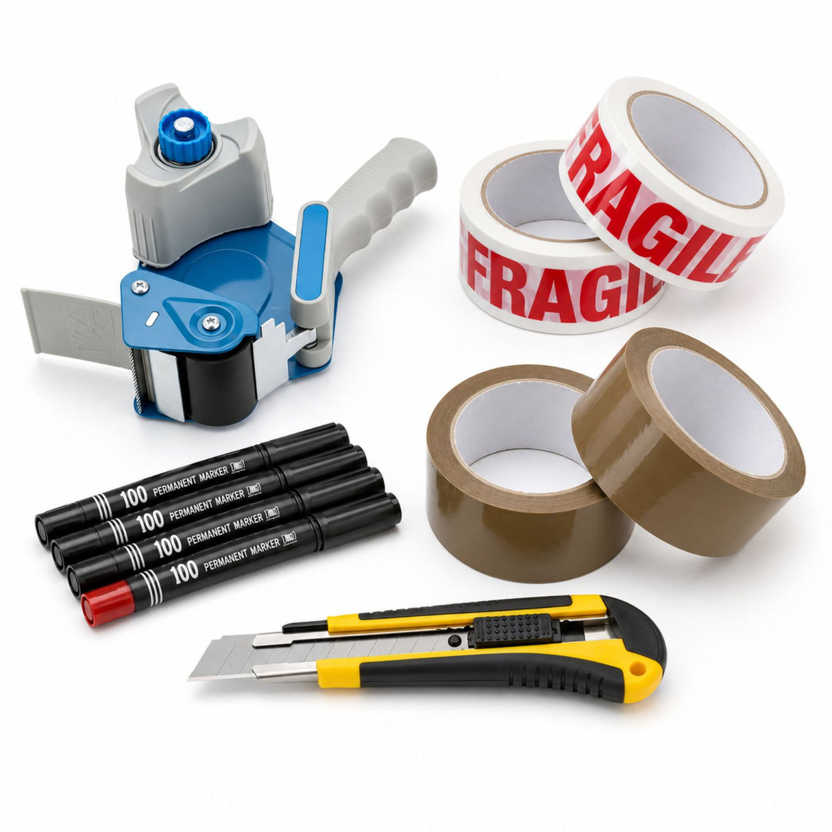Kit de déménagement 1 dérouleur + 4 adhésifs + 5 marqueurs + 1 cutter
