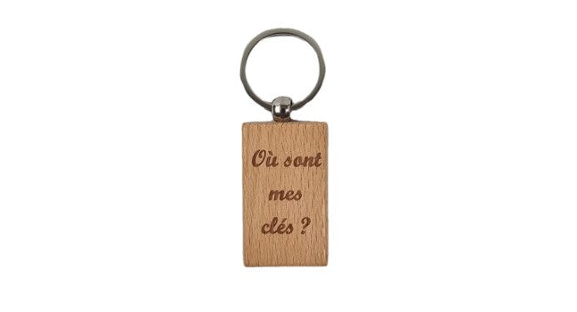 Porte-clés en bois “Où sont mes clés ?” – accessoire naturel, léger et original pour ne plus égarer ses clés