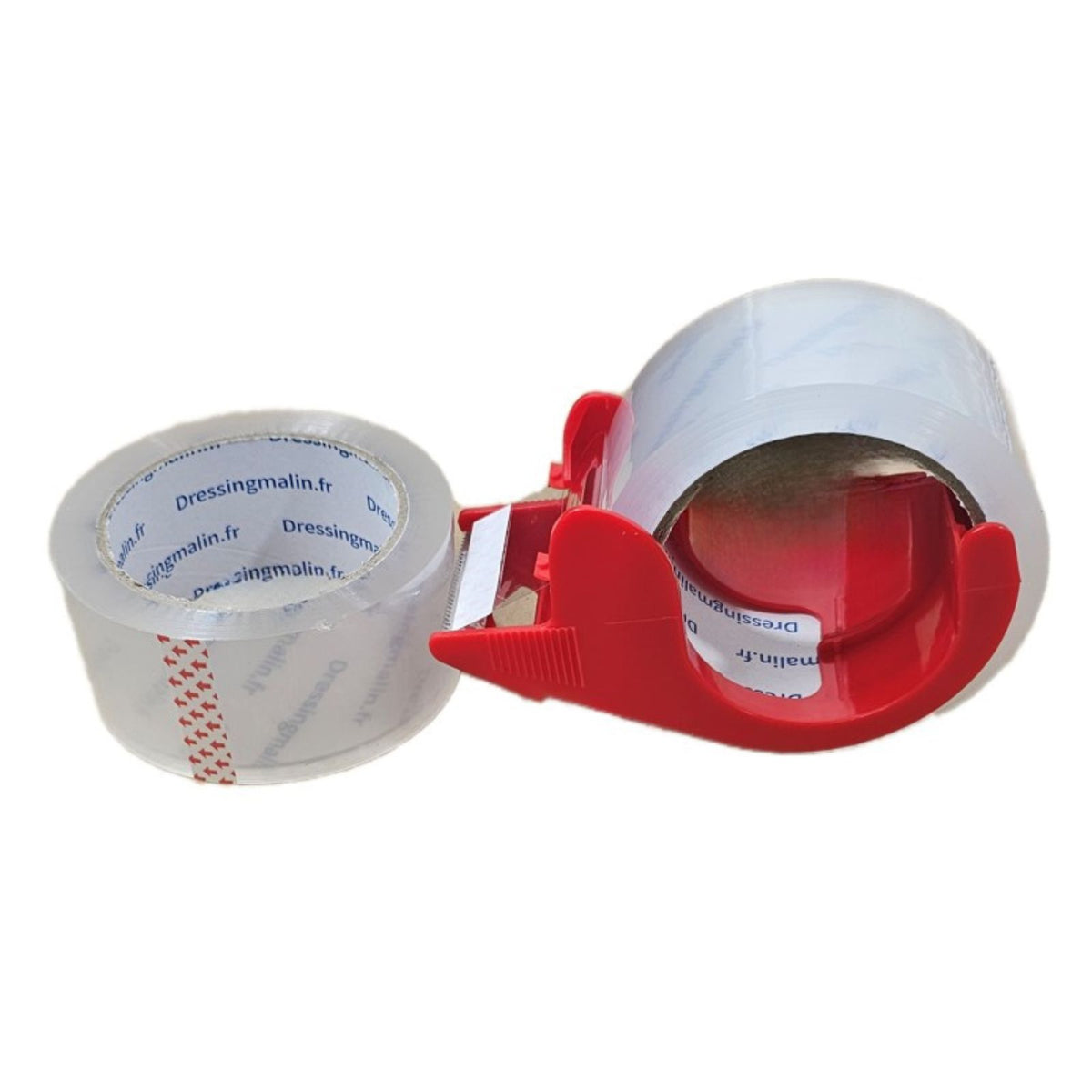 2 rouleaux d’adhésif transparent avec distributeur pour emballage, expédition ou usage quotidien.