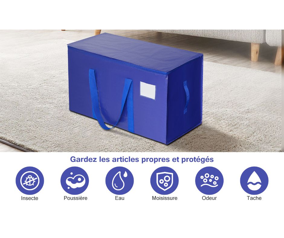 Sac de rangement bleu protégeant les affaires contre les insectes, la poussière, l’eau et les moisissures