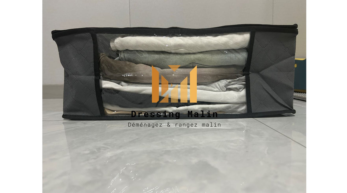 Lot de 6 sacs de rangement 35L avec fenêtre, pour vêtements, linge ou couettes à glisser sous le lit.