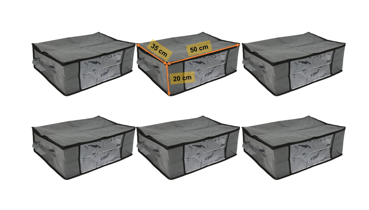 Lot de 6 sacs de rangement 35L avec fenêtre, pour vêtements, linge ou couettes à glisser sous le lit.