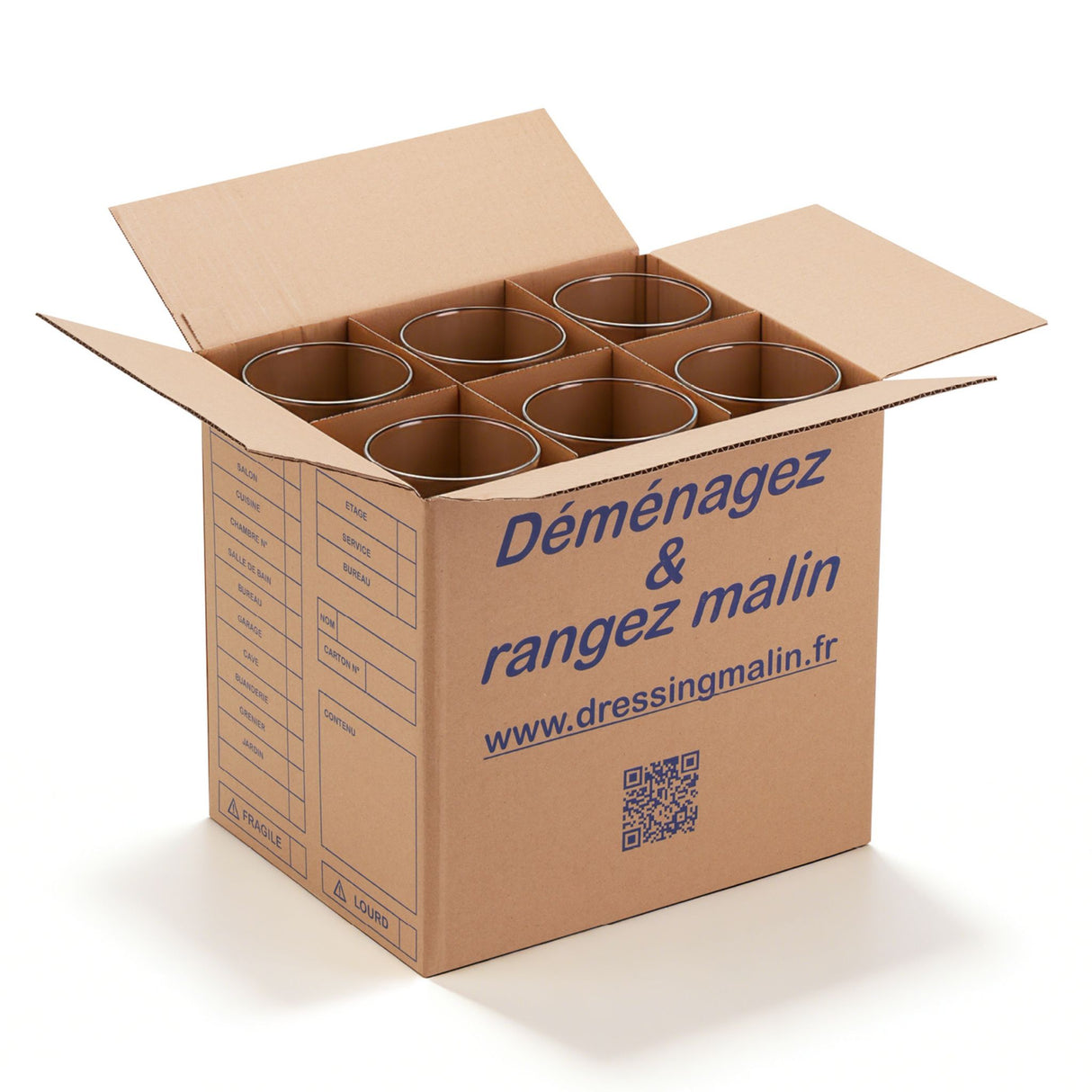Carton verres 34x26x32 cm – 28 L avec 12 emplacements