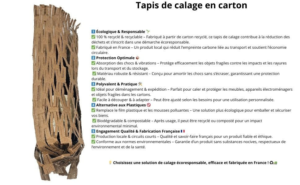 Tapis de calage en carton ondulé 1 kg – Protection écoresponsable pour objets fragiles en déménagement.