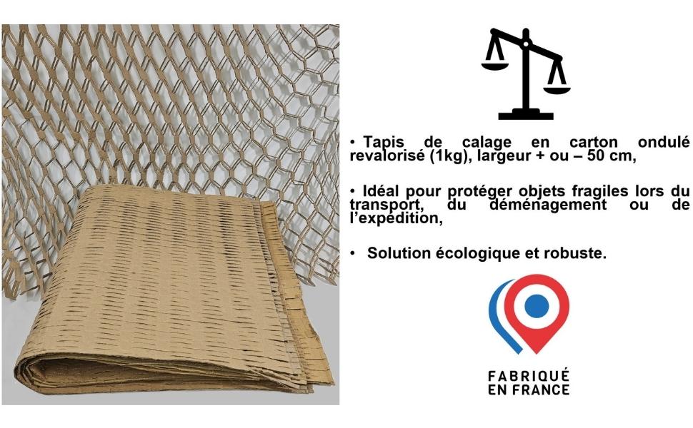 Tapis de calage en carton ondulé 1 kg – Protection écoresponsable pour objets fragiles en déménagement.