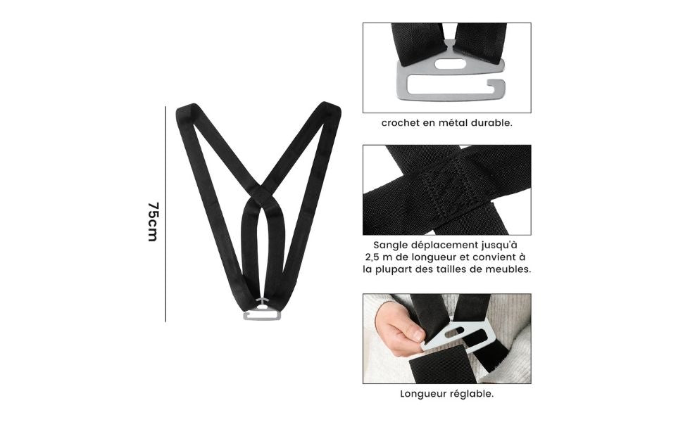 Accessoire de levage pour déménagement – 2 harnais robustes avec sangle pour soulever sans se blesser