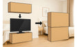 Télévision protégée dans un carton spécial déménagement en deux parties emboîtables