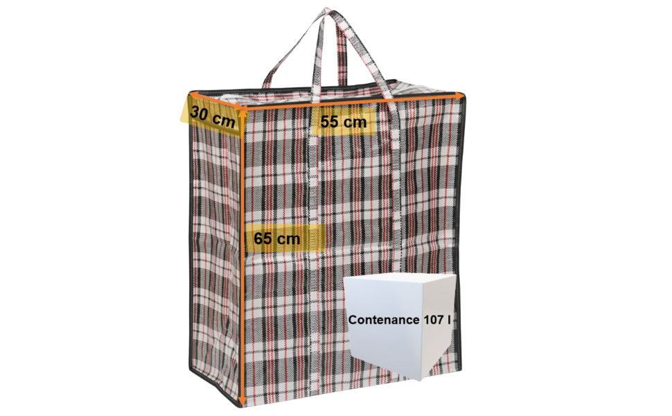 Lot de 5 grands sacs de rangement 107 L – solides, zippés, parfaits pour déménagement, linge, vêtements ou jouets volumineux