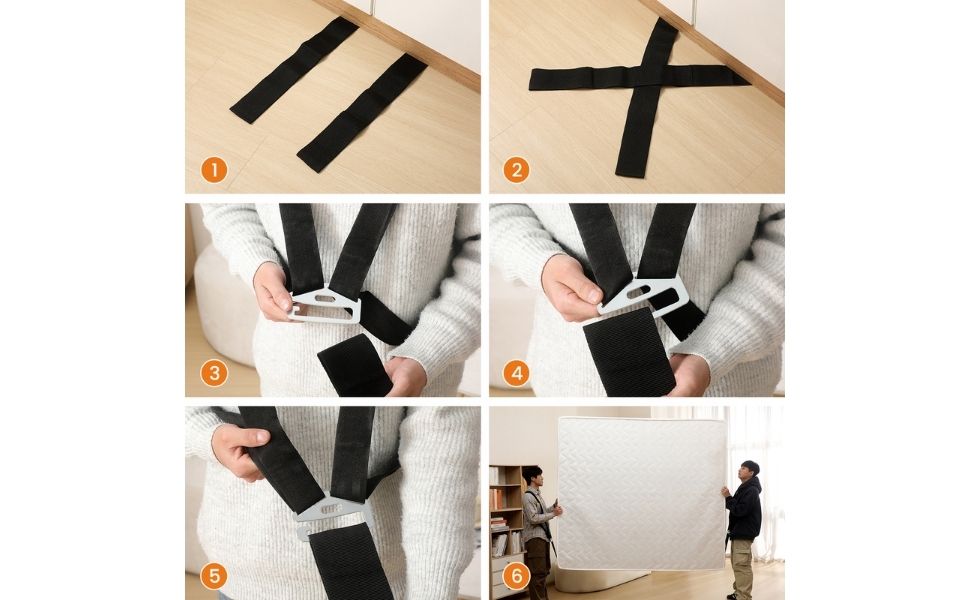 Set de 2 harnais de levage avec sangle – pour transporter facilement meubles lourds, électroménager et cartons volumineux