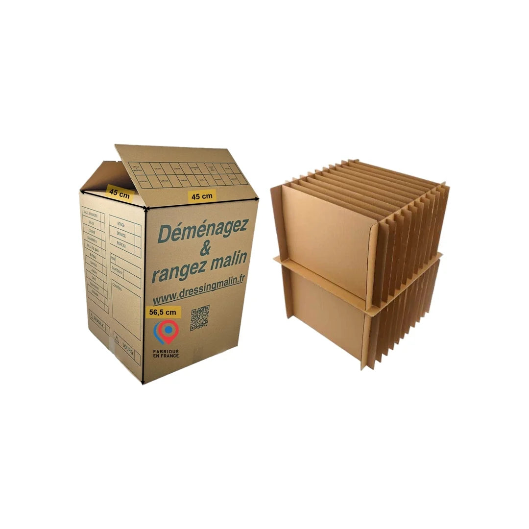 Lot carton renforcé avec séparateur en carton pour emballer 24 assiettes de vaisselle.