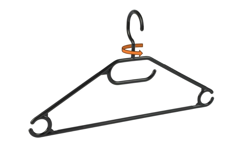 Cintres en plastique noir 40 cm avec encoches – pour suspendre t-shirts, robes, chemises ou pantalons sans glisser