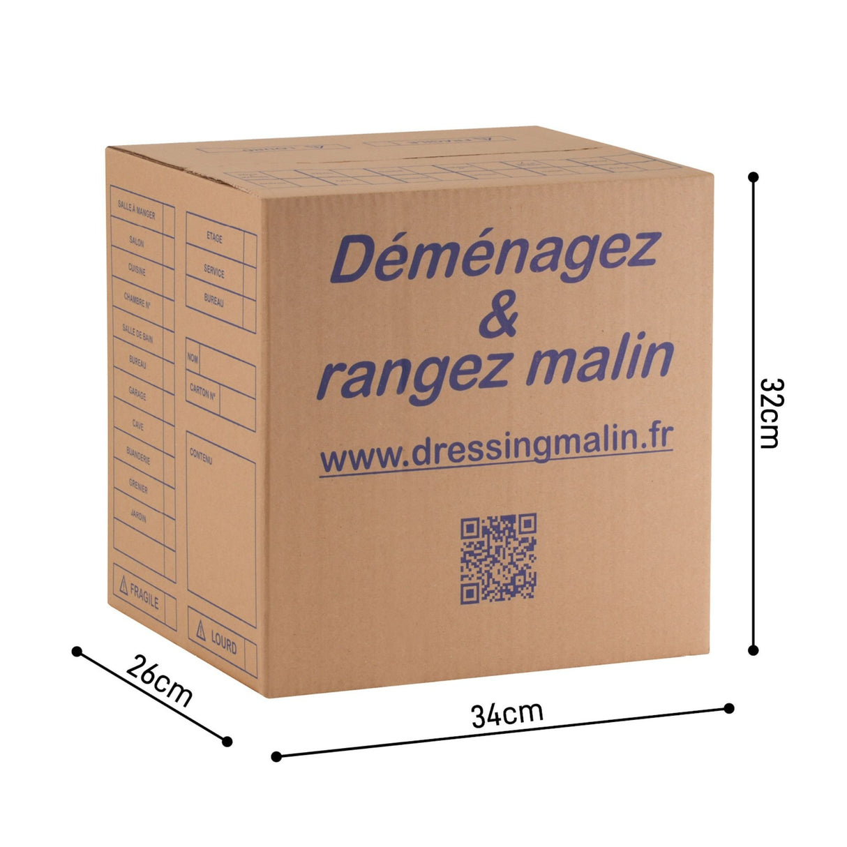 Lot de 5 cartons livre multi-usage 34x26x32 cm – 28 L avec croisillons 12 bouteilles