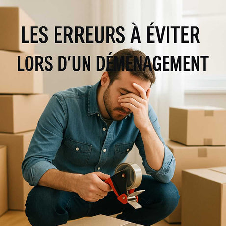 Illustration des erreurs courantes à éviter lors d’un déménagement : cartons mal fermés, objets non protégés…