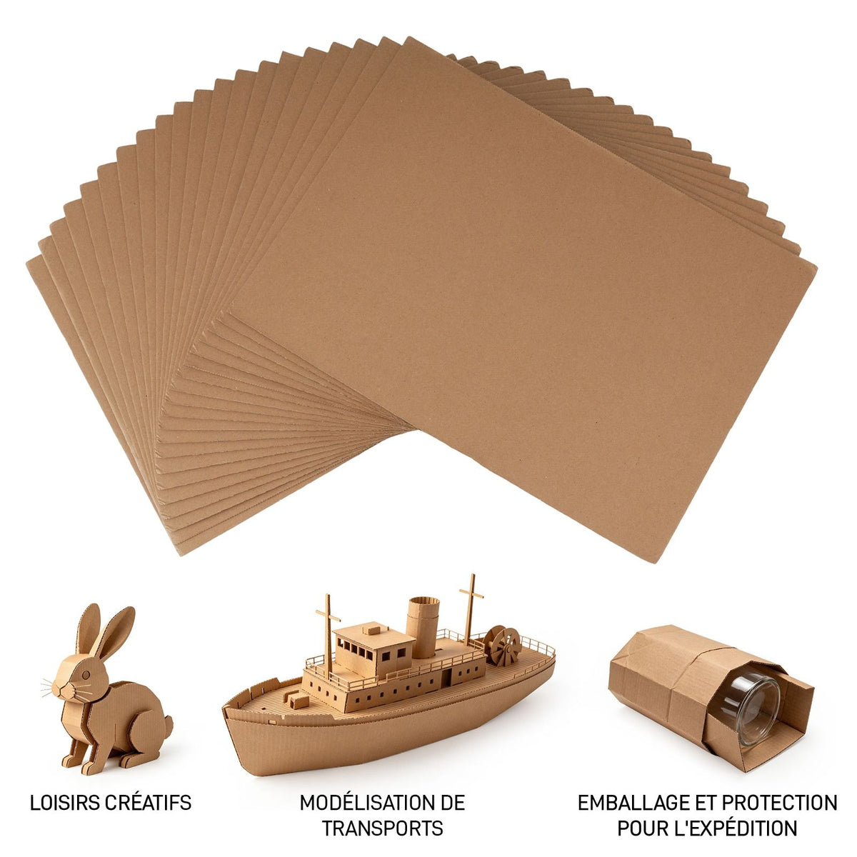 Lot de 20 feuilles carton ondulé A3, microcannelure 2 mm