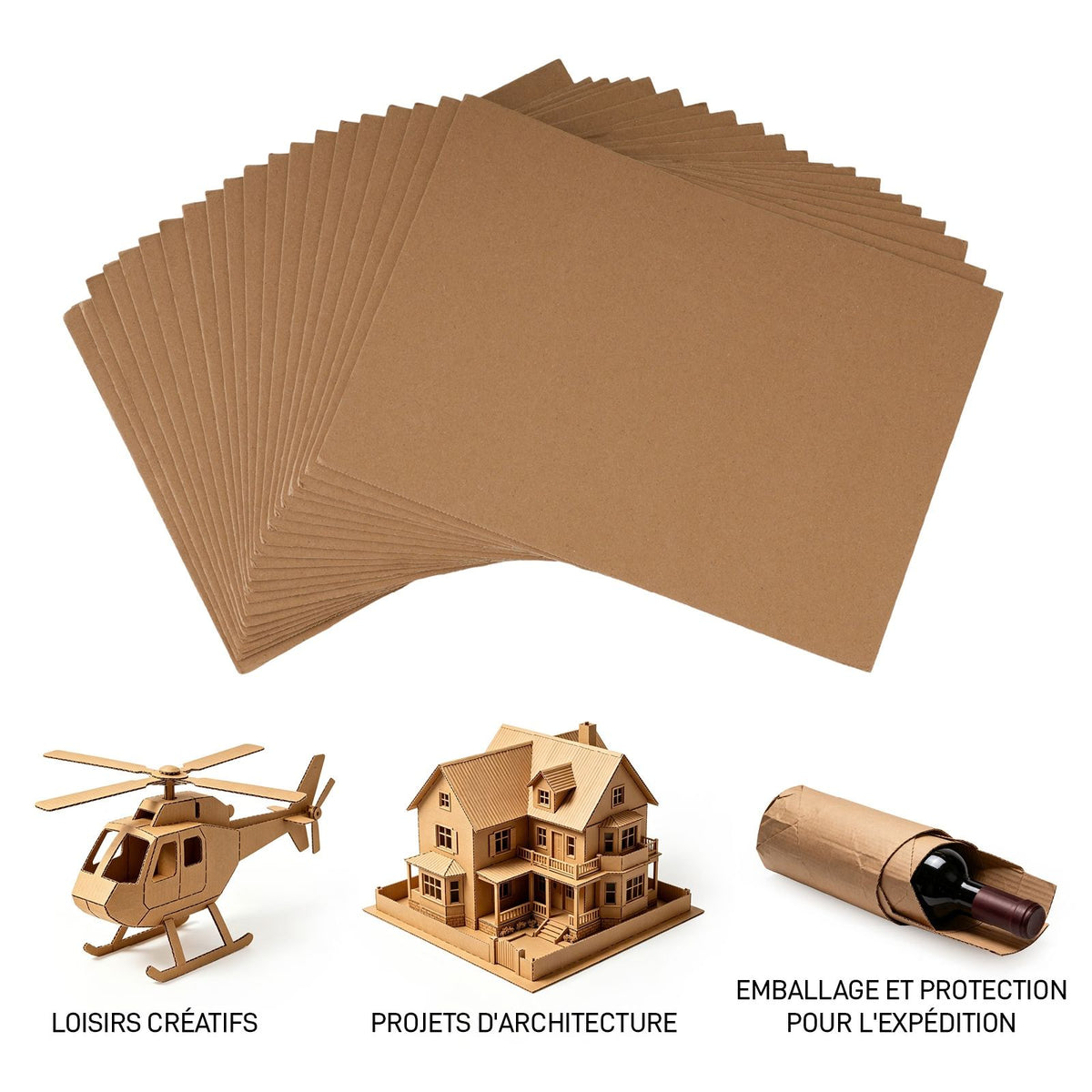 Lot de 20 feuilles carton ondulé A4, microcannelure 2 mm