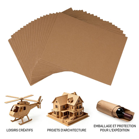 Lot de 20 feuilles carton ondulé A4, microcannelure 2 mm