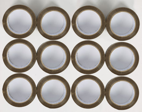Lot de 12 rouleaux d’adhésif havane – parfaits pour fermer cartons de déménagement ou colis.