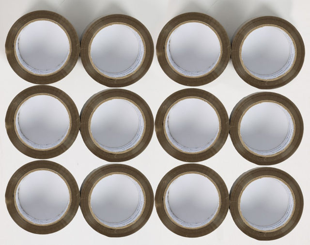 Lot de 12 rouleaux d’adhésif havane – parfaits pour fermer cartons de déménagement ou colis.