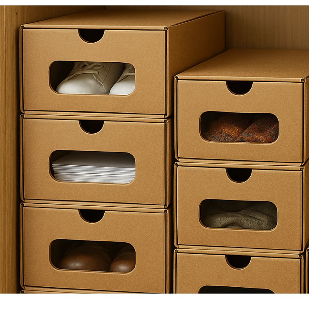 Boite chaussure et rangement marron lot de 10