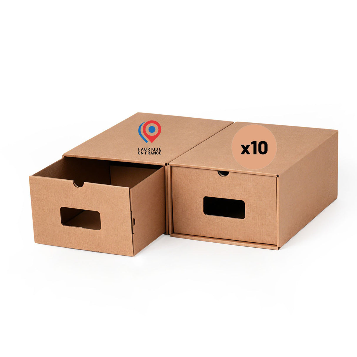 Lot de 10 boîtes de rangement carton multi-usage 32×22×14 cm – 9 L