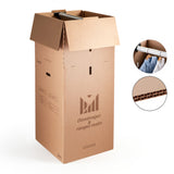Lot de 3 cartons Penderie double cannelure Modulable 50x50x120 cm – 300L avec tringle + 6 brosses adhésives + 1 rouleau adhésif
