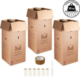 Lot de 3 cartons Penderie double cannelure Modulable 50x50x120 cm – 300L avec tringle + 6 brosses adhésives + 1 rouleau adhésif