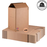 Lot de 20 cartons double cannelure 39×29×51 cm – 52L - fond semi automatique