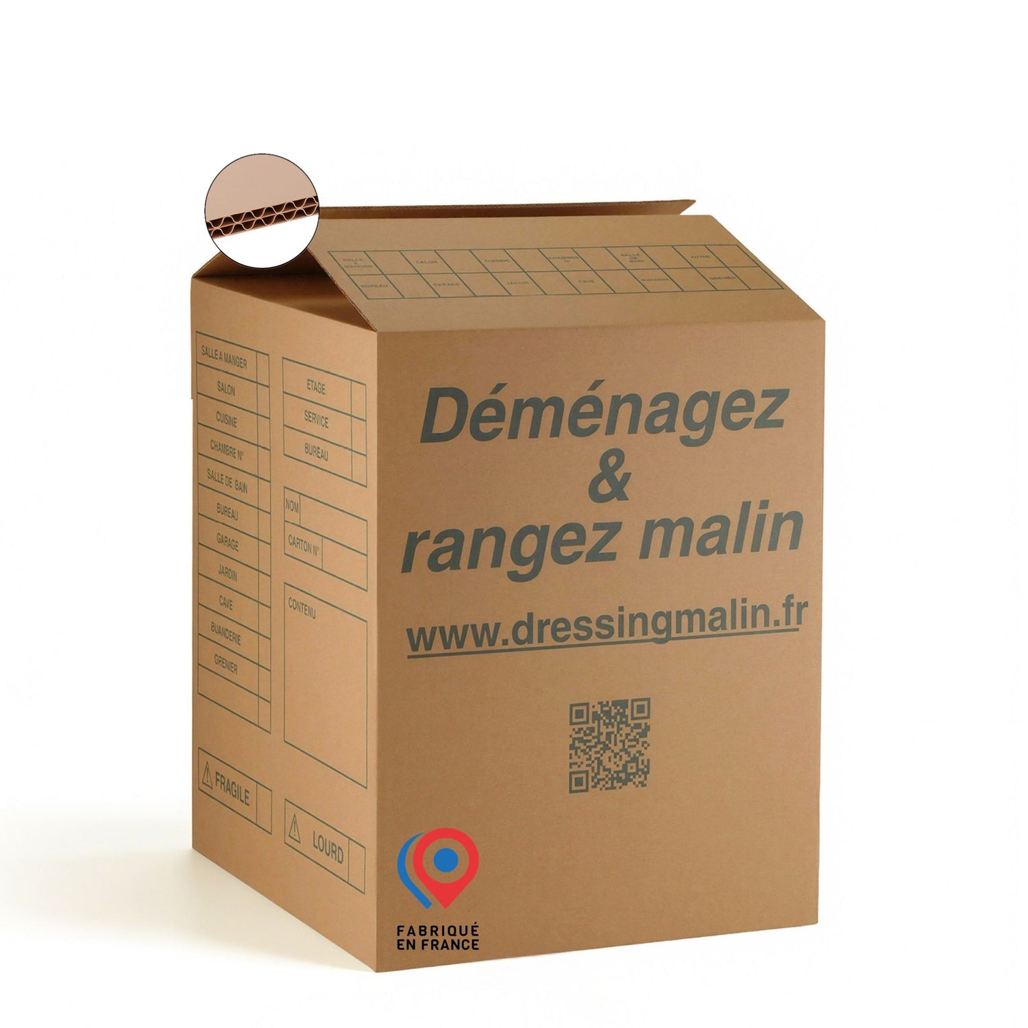 Lot de 15 cartons grand volume 114L 45x45x56,5 cm double cannelure + adhésif offert – Spécial déménagement