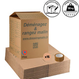 Lot de 15 cartons grand volume 114L 45x45x56,5 cm double cannelure + adhésif offert – Spécial déménagement