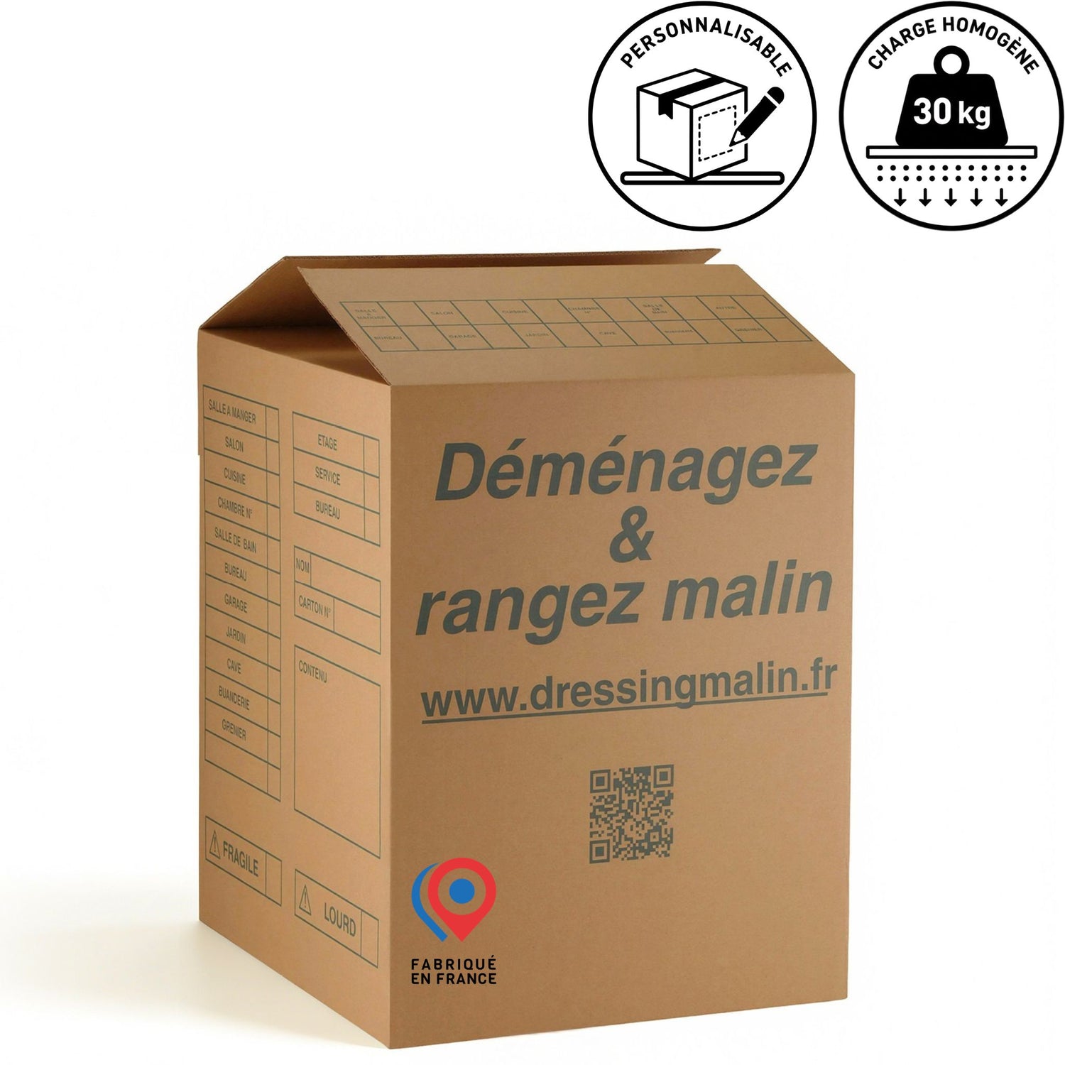 Carton grand volume double cannelure 45x45x56.5 cm - 114L