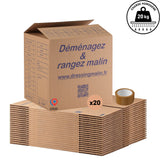 Lot de 20 Cartons Livre 34x26x32 cm - 28L + 1 Adhésif