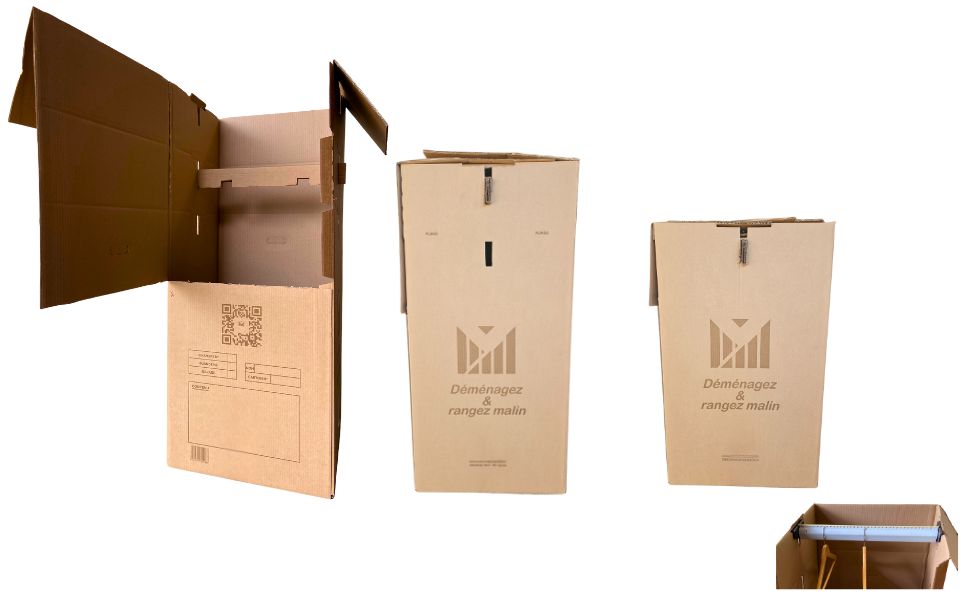 Carton Penderie Modulable AVEC Tringle Carton Renforcée 40 kg – Produit Exclusif