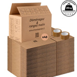 Lot de 40 cartons standard 55x35x30 cm - 57L + 2 rouleaux adhésif 68 m