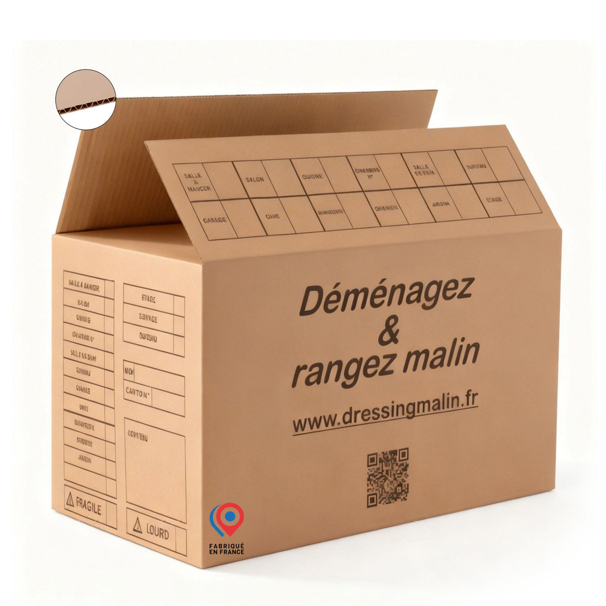 Lot de 20 cartons 2 eme choix 55x35x30 cm + rouleau adhésif havane