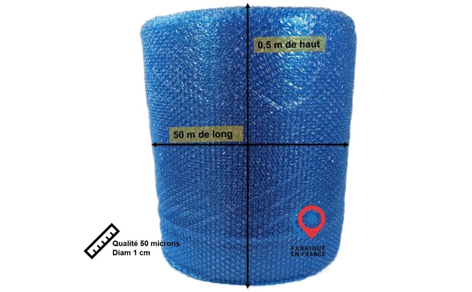 Film bulle 0,5×50 m – rouleau longue protection pour objets fragiles à déménager ou expédier.