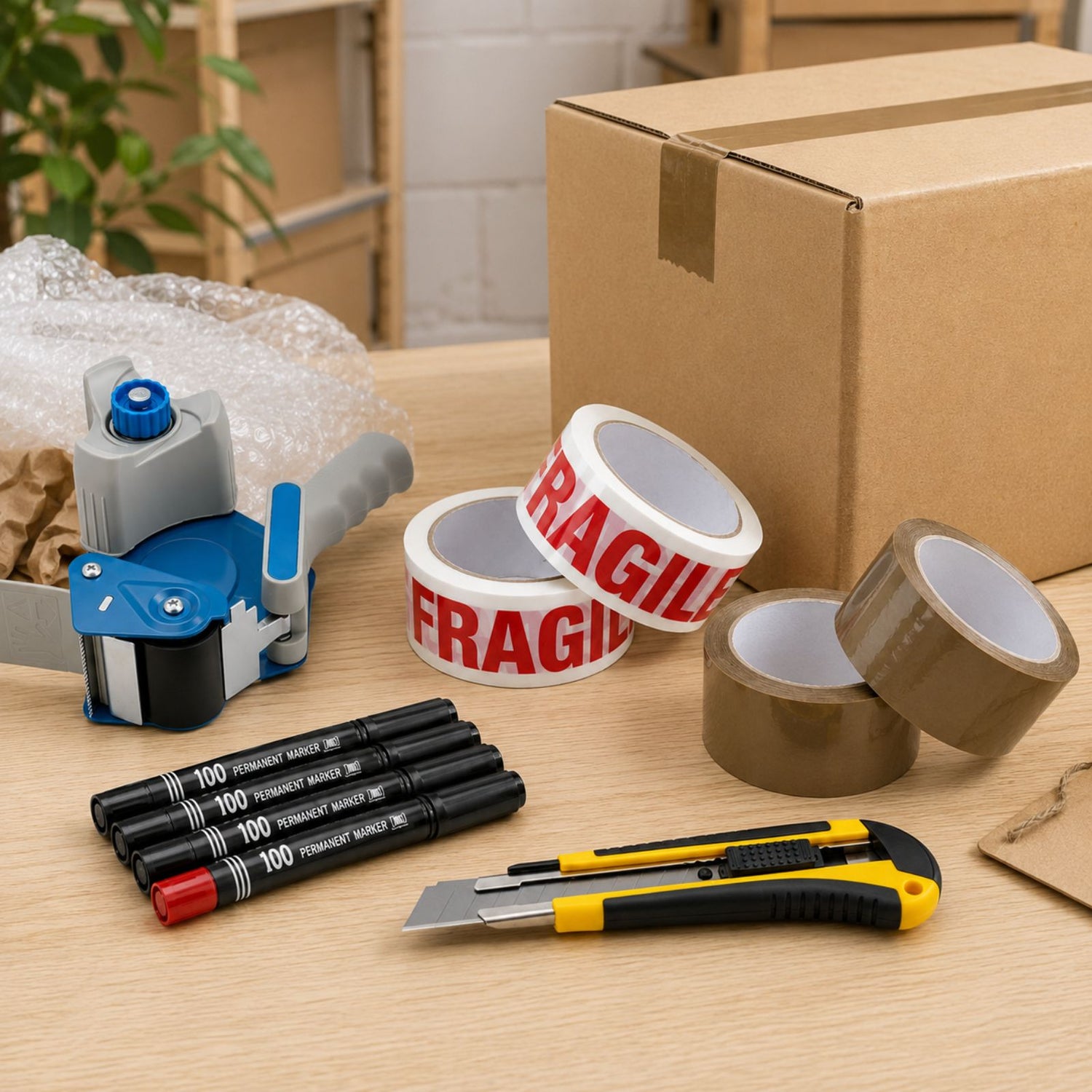 Kit de déménagement 1 dérouleur + 4 adhésifs + 5 marqueurs + 1 cutter